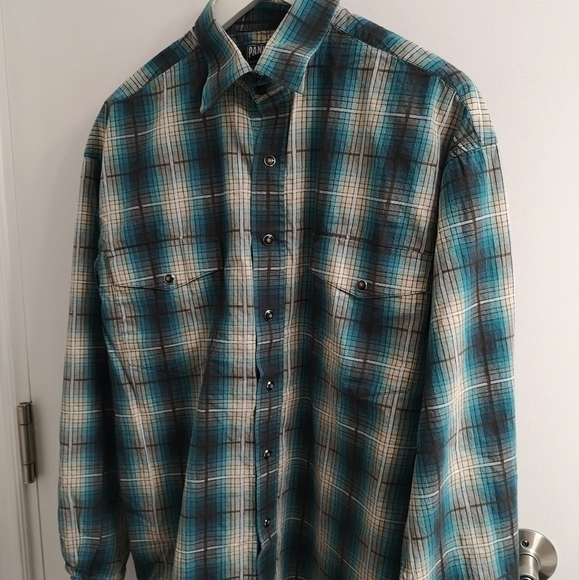 Panhandle men's plaid button down Western shirt  Sz-M Tall - Picture 4 of 7